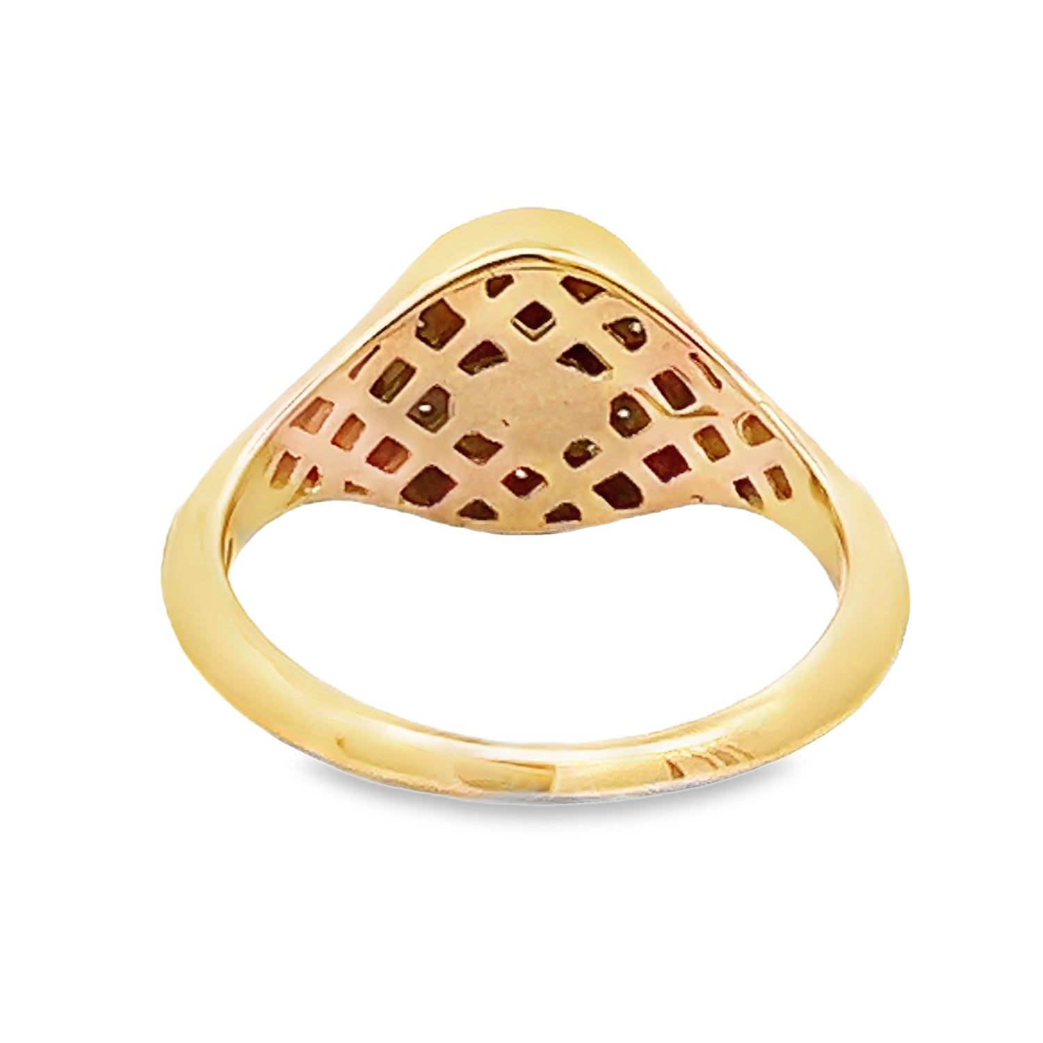 Oval Diamond Edge Signet Ring 9ct Gold REAR