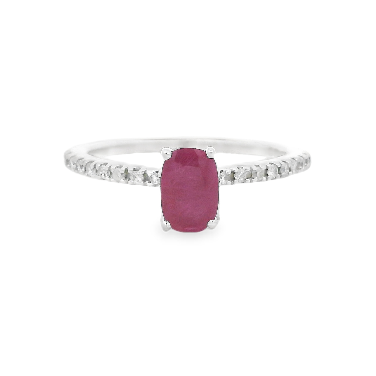 Oval Ruby & Diamond Ring 9ct Gold