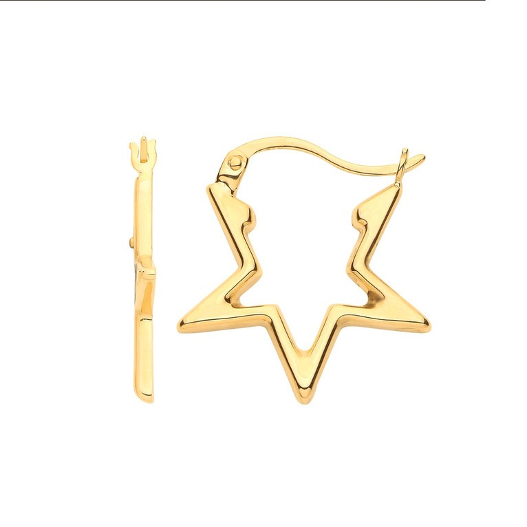 9ct Gold Star Shaped Hoop Earrings 2