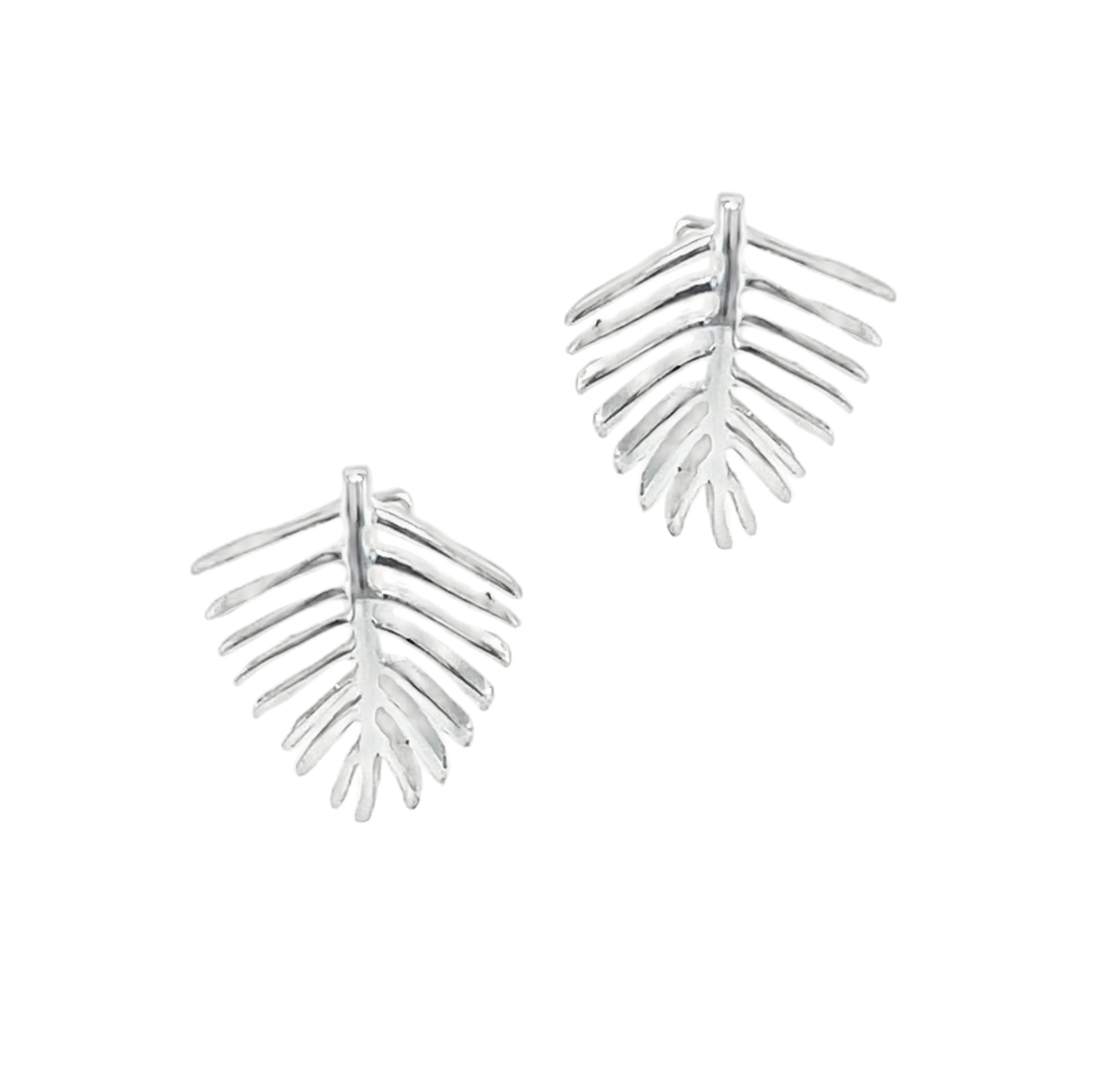 Sterling Silver Feather Stud Earrings