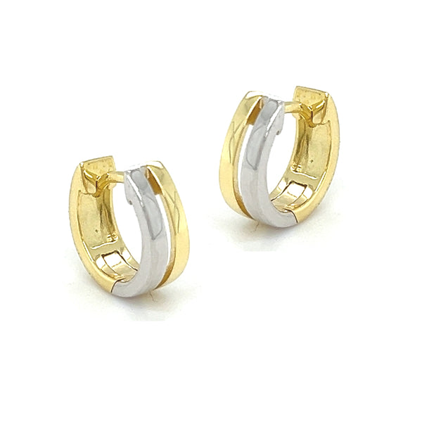 9ct 2-Colour Gold 11mm Huggy Earrings