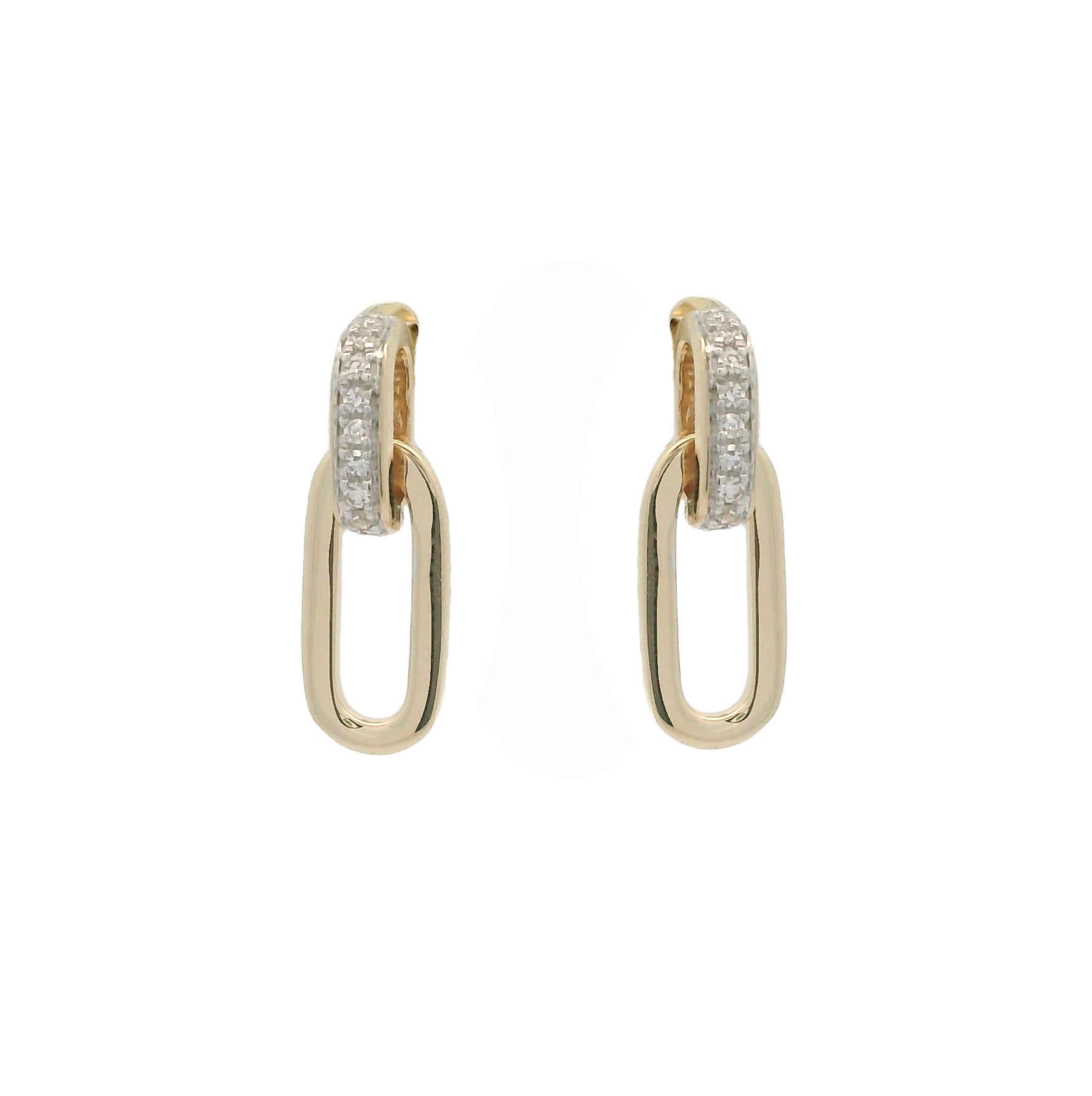 9ct Yellow Diamond Gold Paper Clip Drop Earrings
