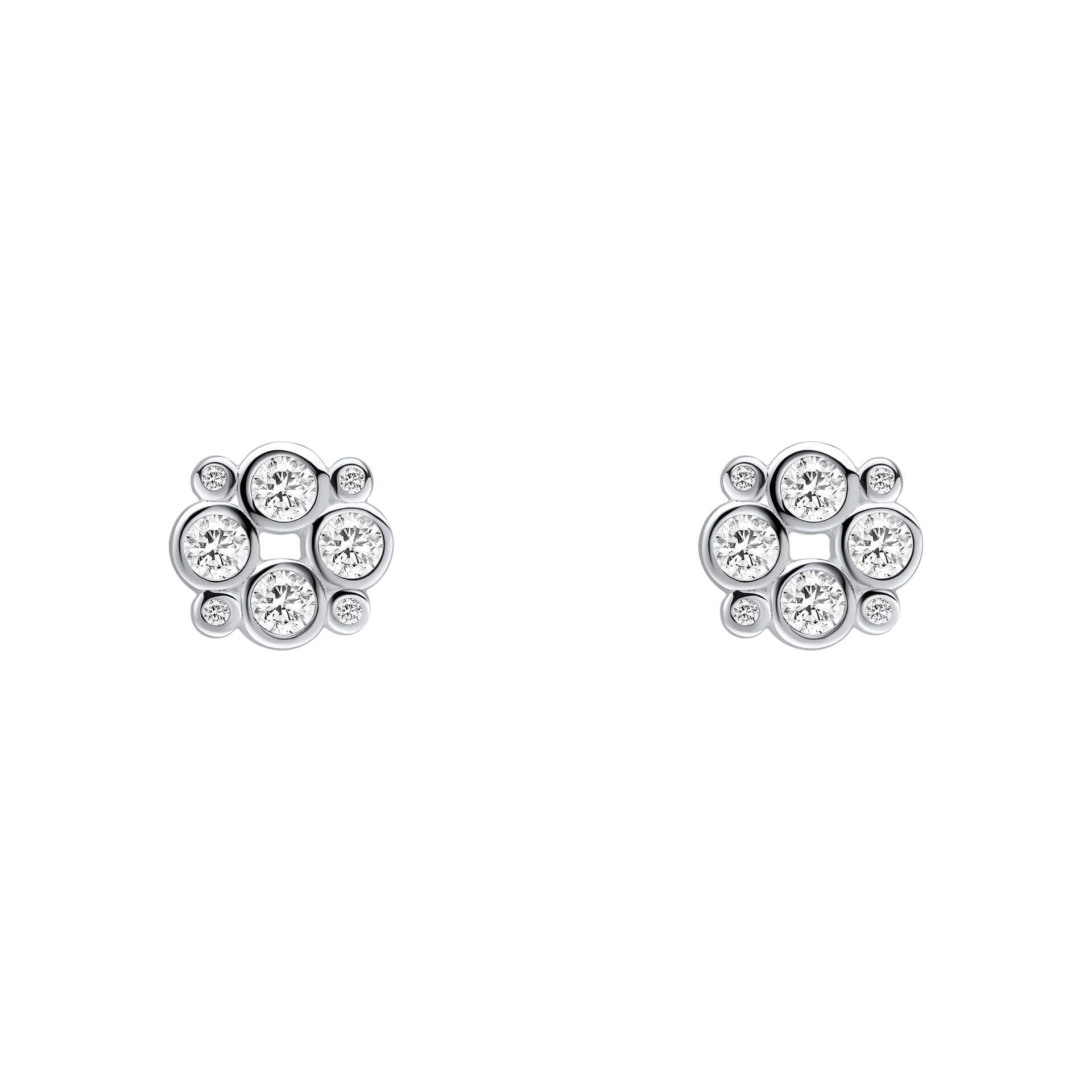 Sterling Silver Multi Bezel CZ Earrings