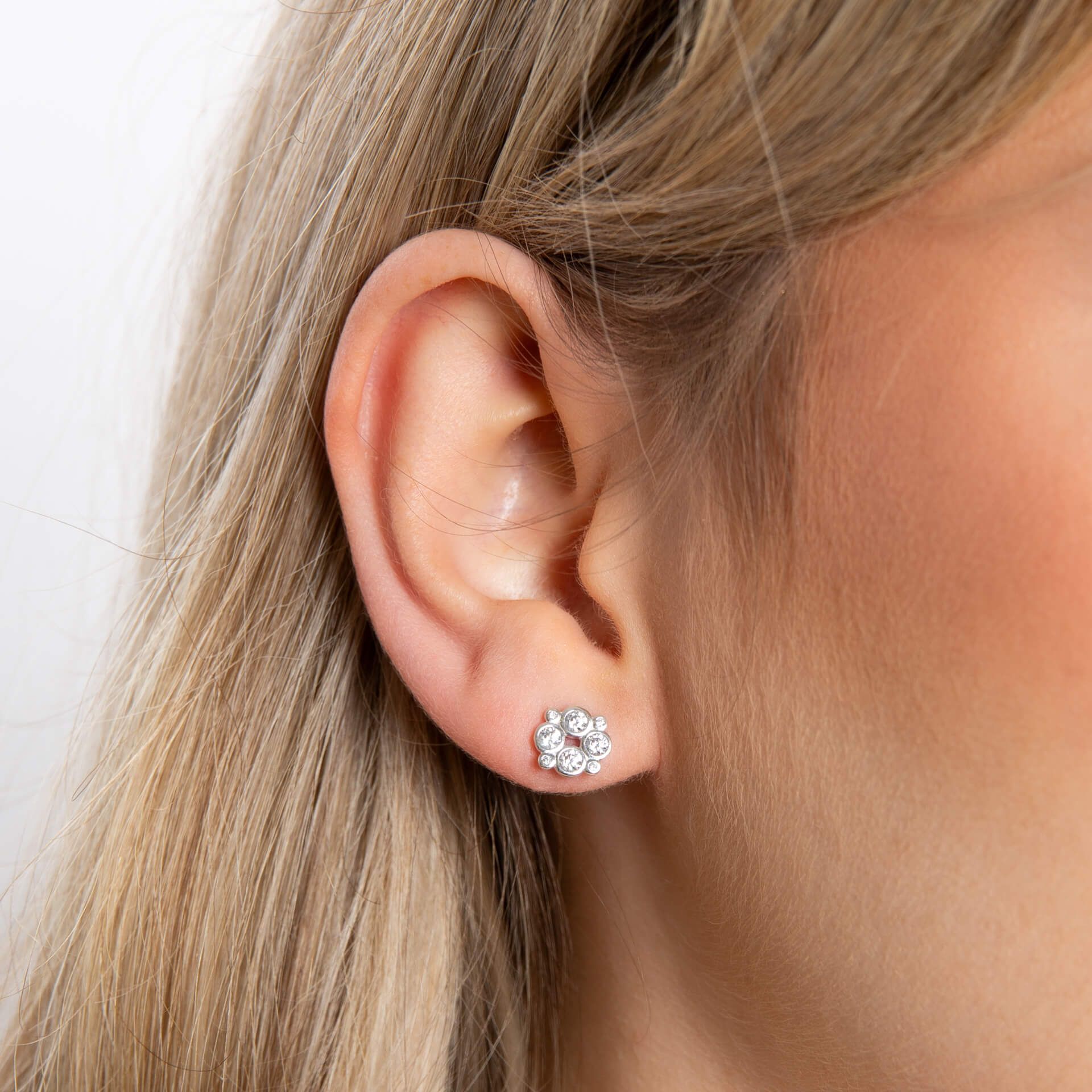 Sterling Silver Multi Bezel CZ Earrings model