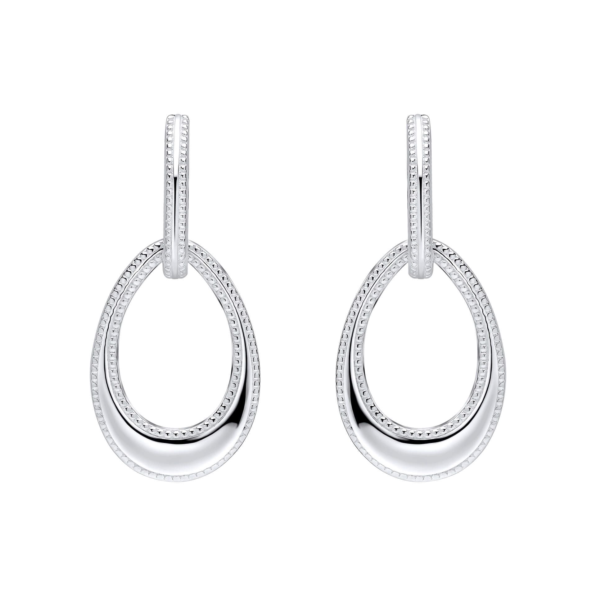 Sterling Silver Open Teardrop Millegrain Earring