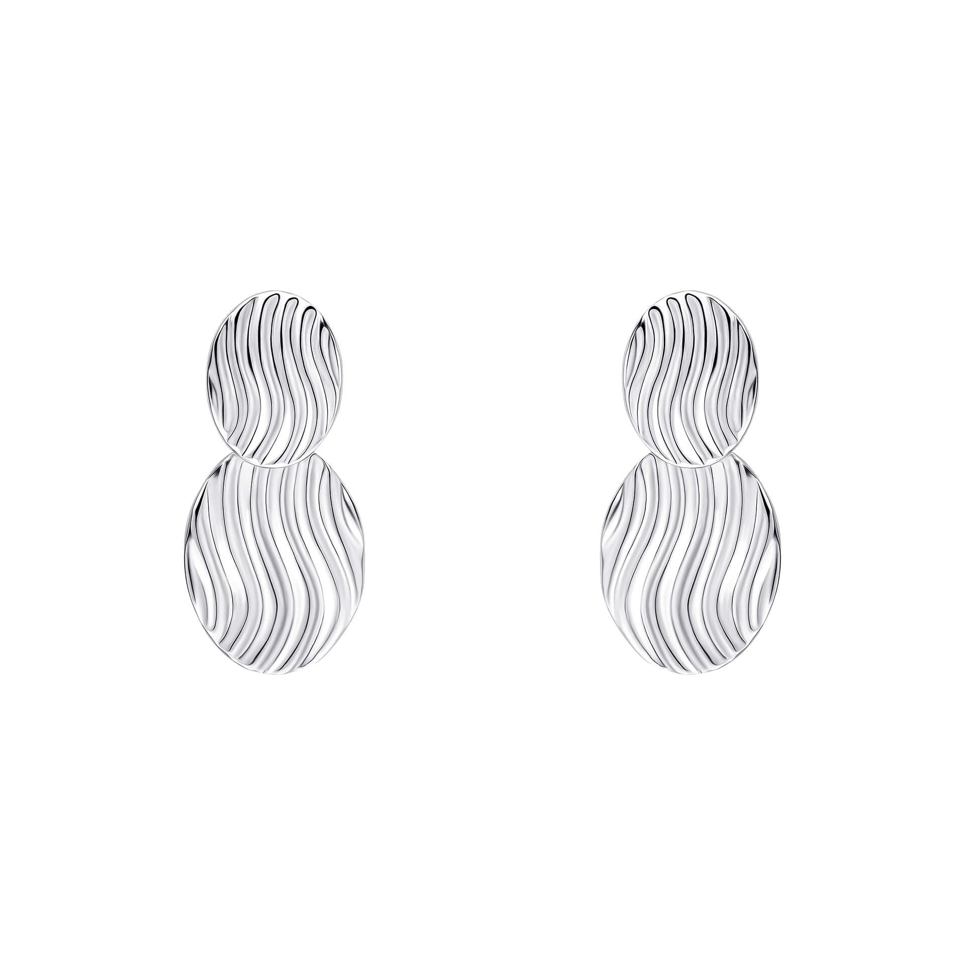 Sterling Silver Wavy Drop Earring