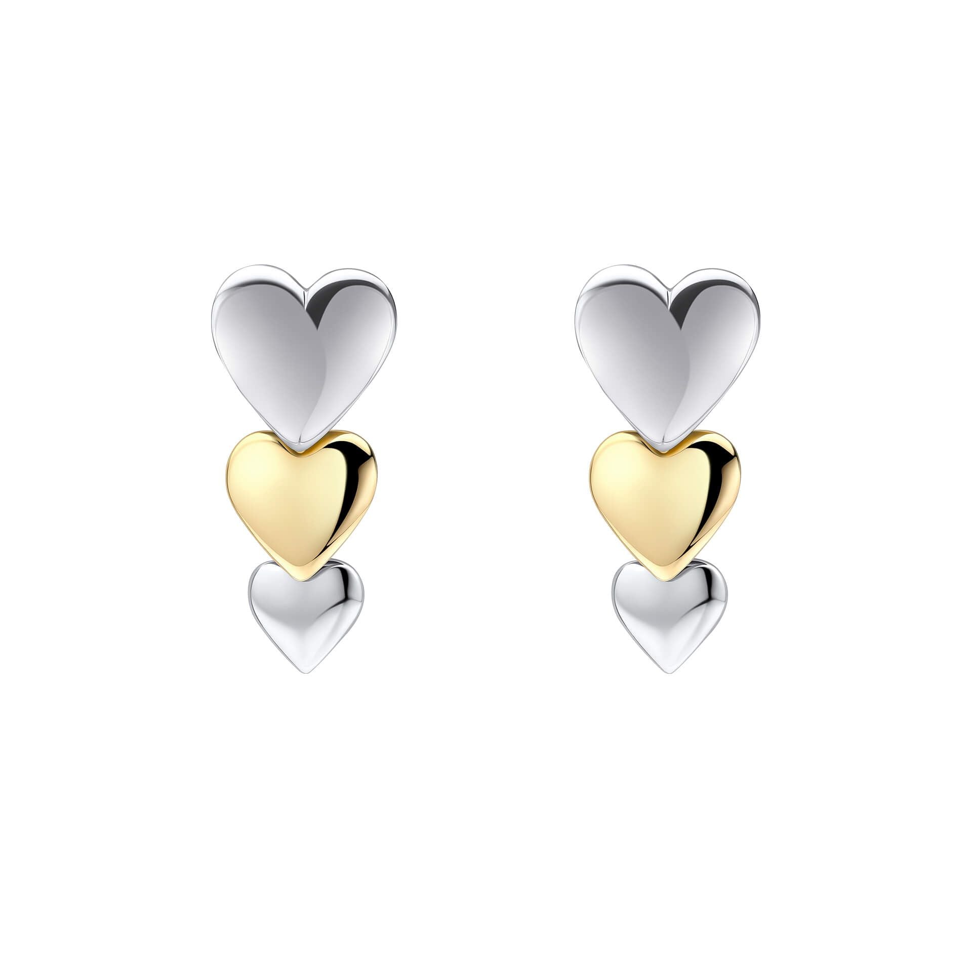 Sterling Silver Cascading Hearts Drop Earring