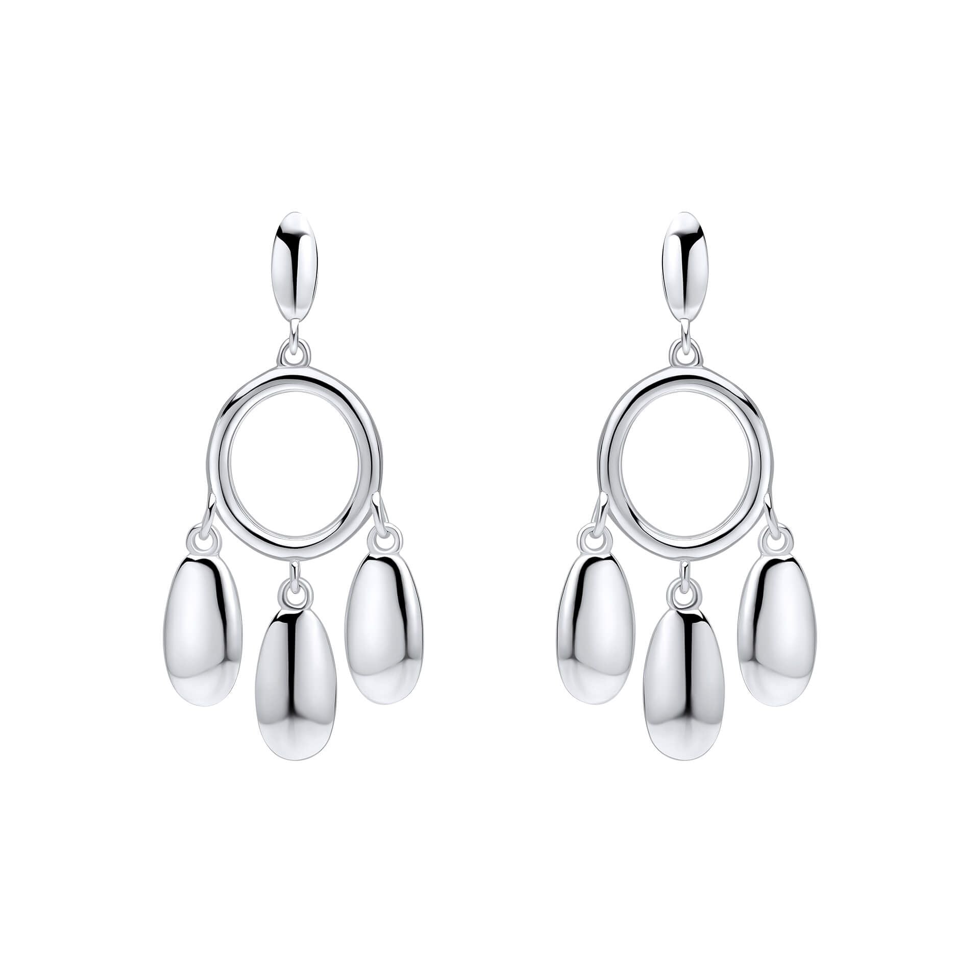 Sterling Silver Pebble Chandelier Drop Earring