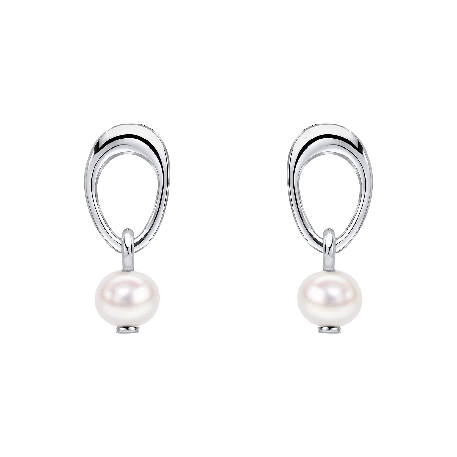 Sterling Silver Pearl Open Drop Earring