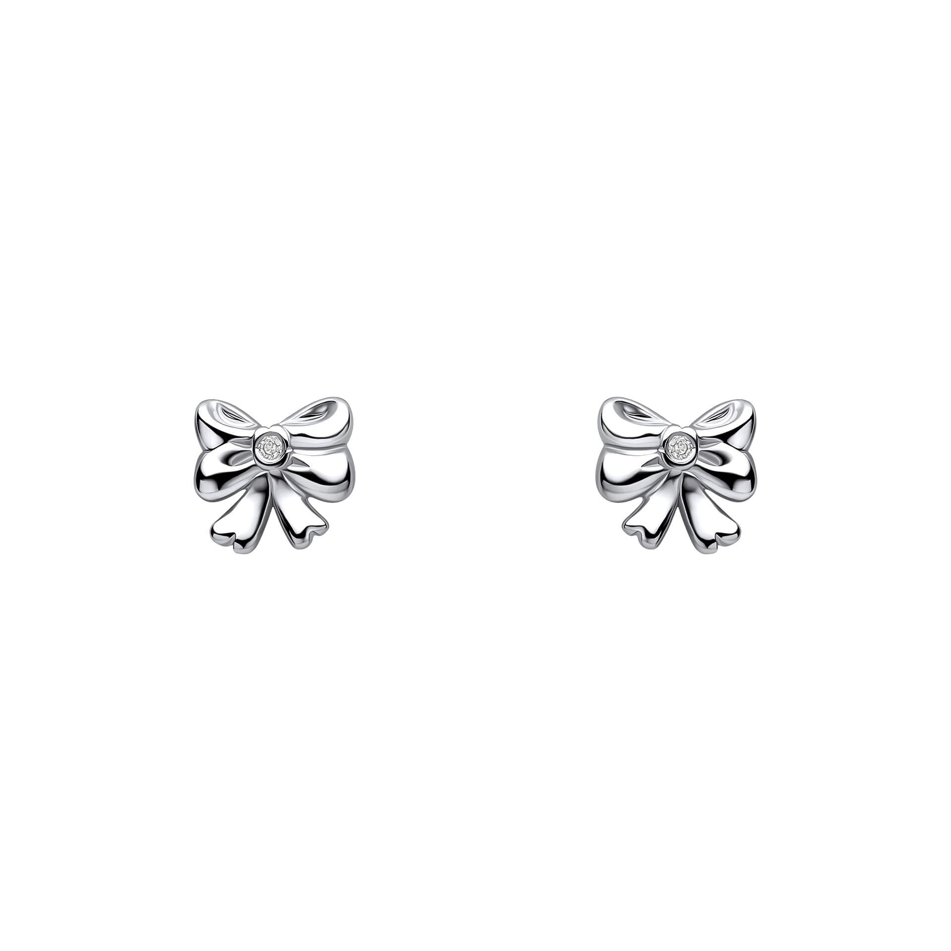 D for Diamond Bow Stud Earrings E6587