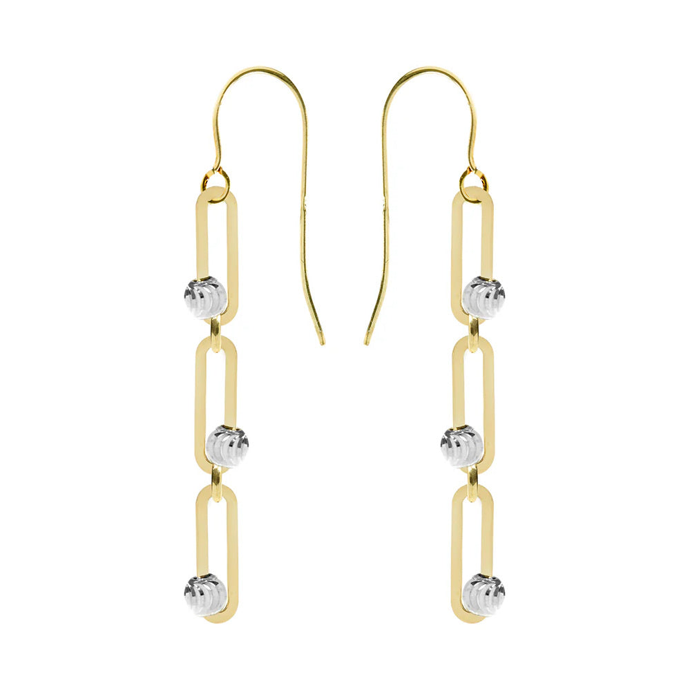 9ct Two Colour Gold Chain and Ball Drop Earrings