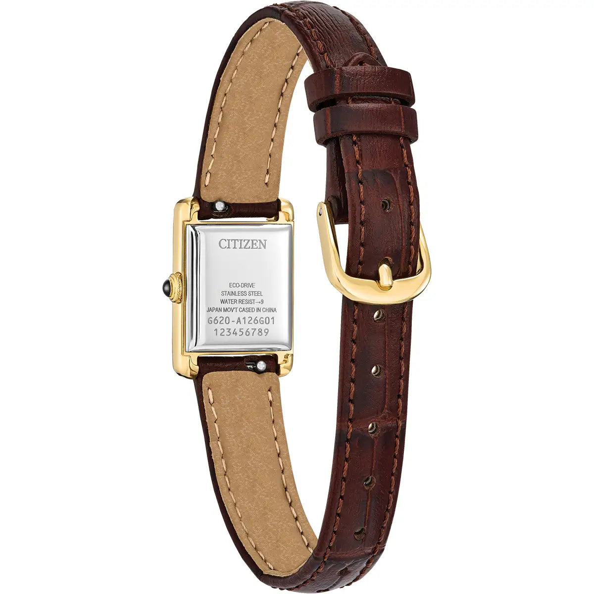 Citizen Eco Drive Ladies Fio Roma Leather Strap Watch EG2797-13A BACK