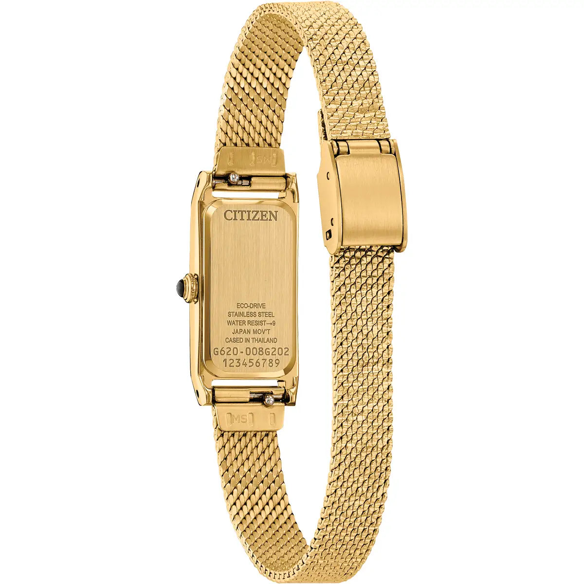 Citizen Eco Drive Ladies Fio Gold Tone Bracelet Watch EG7128-59E back