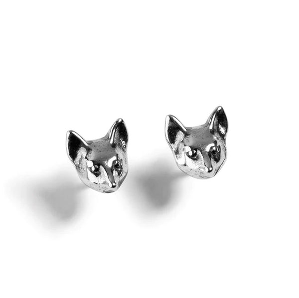 Henryka Fox Head Stud Earrings in Silver