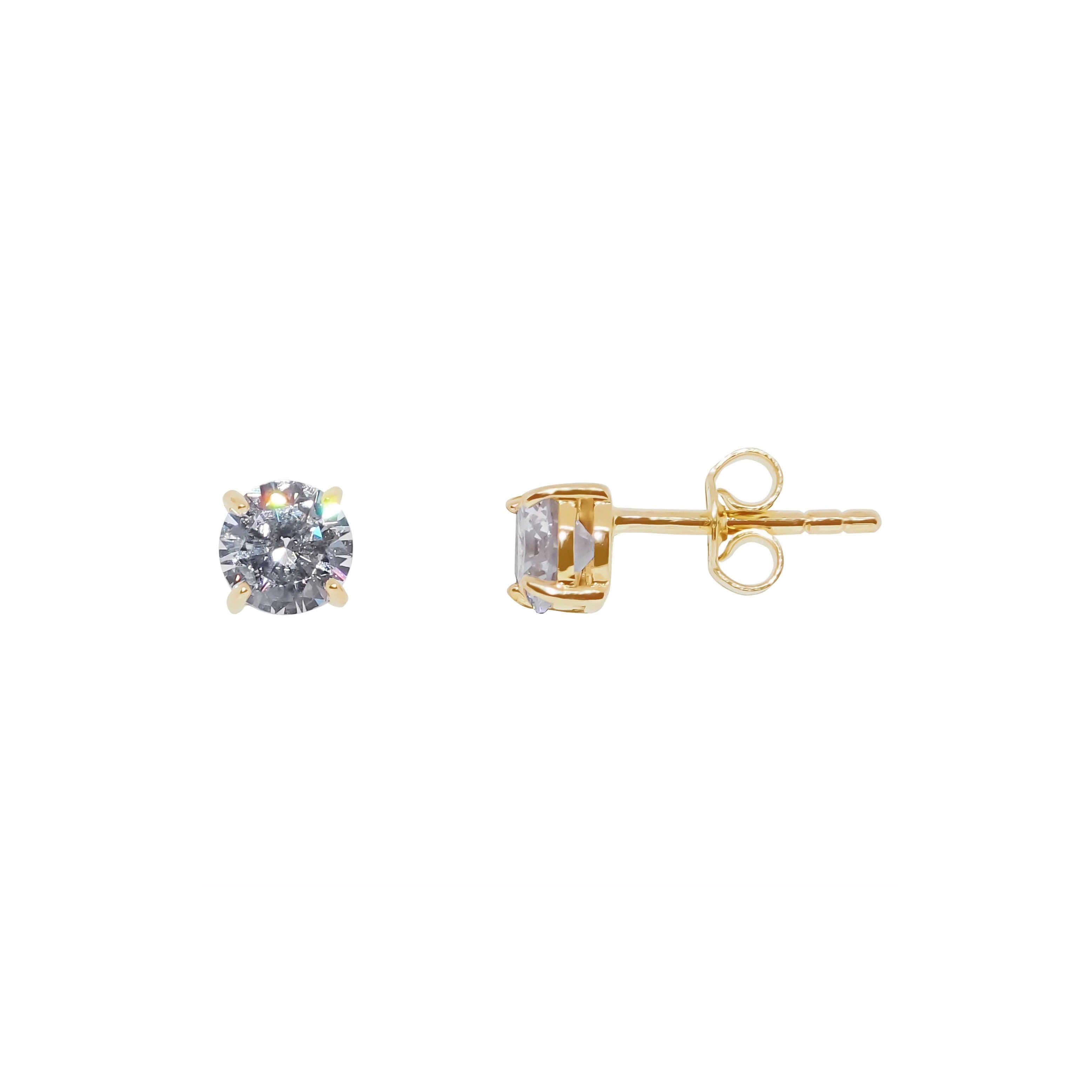 9ct Yellow Gold 5mm Round CZ Stud Earrings side