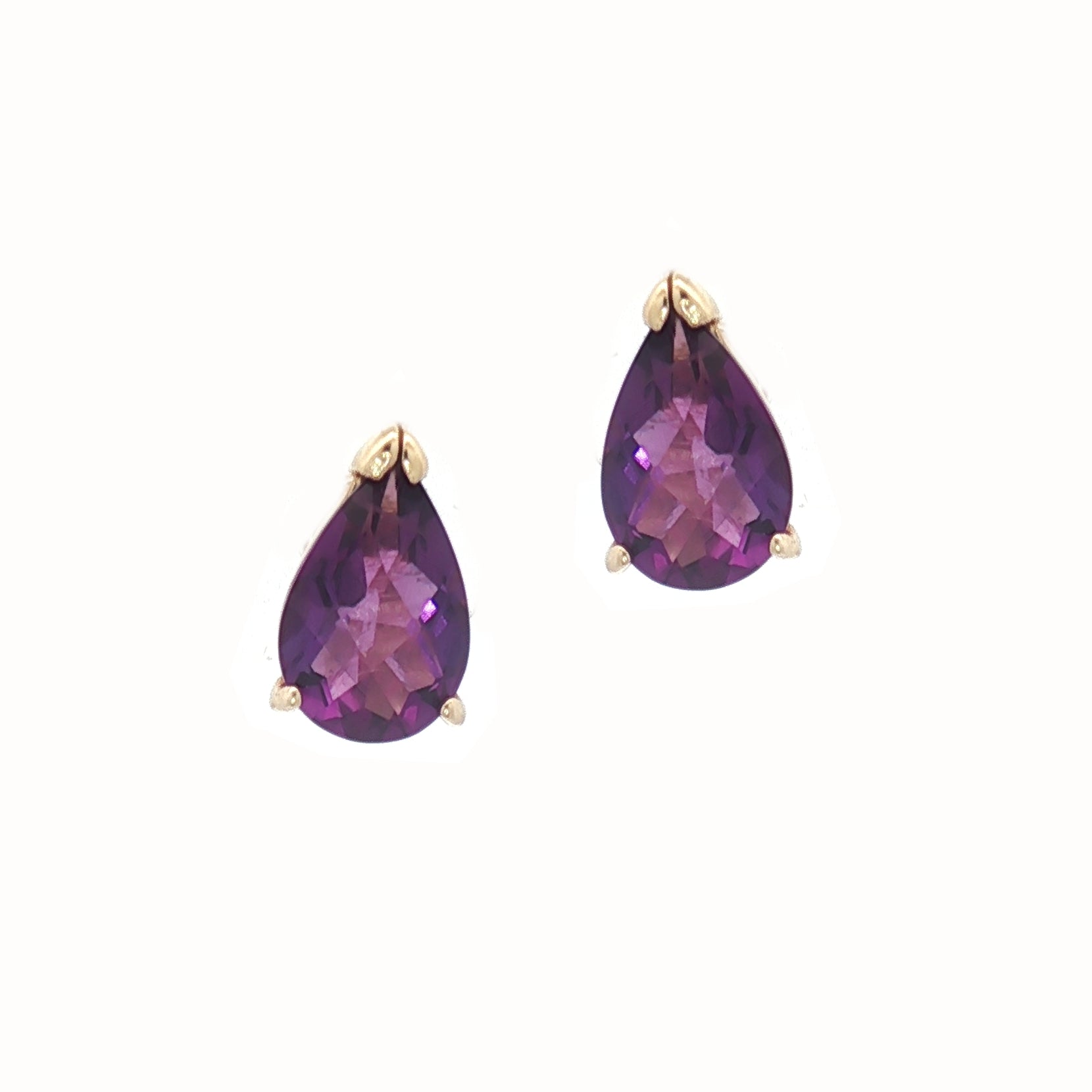 9ct Gold Pear Cut Amethyst Earrings