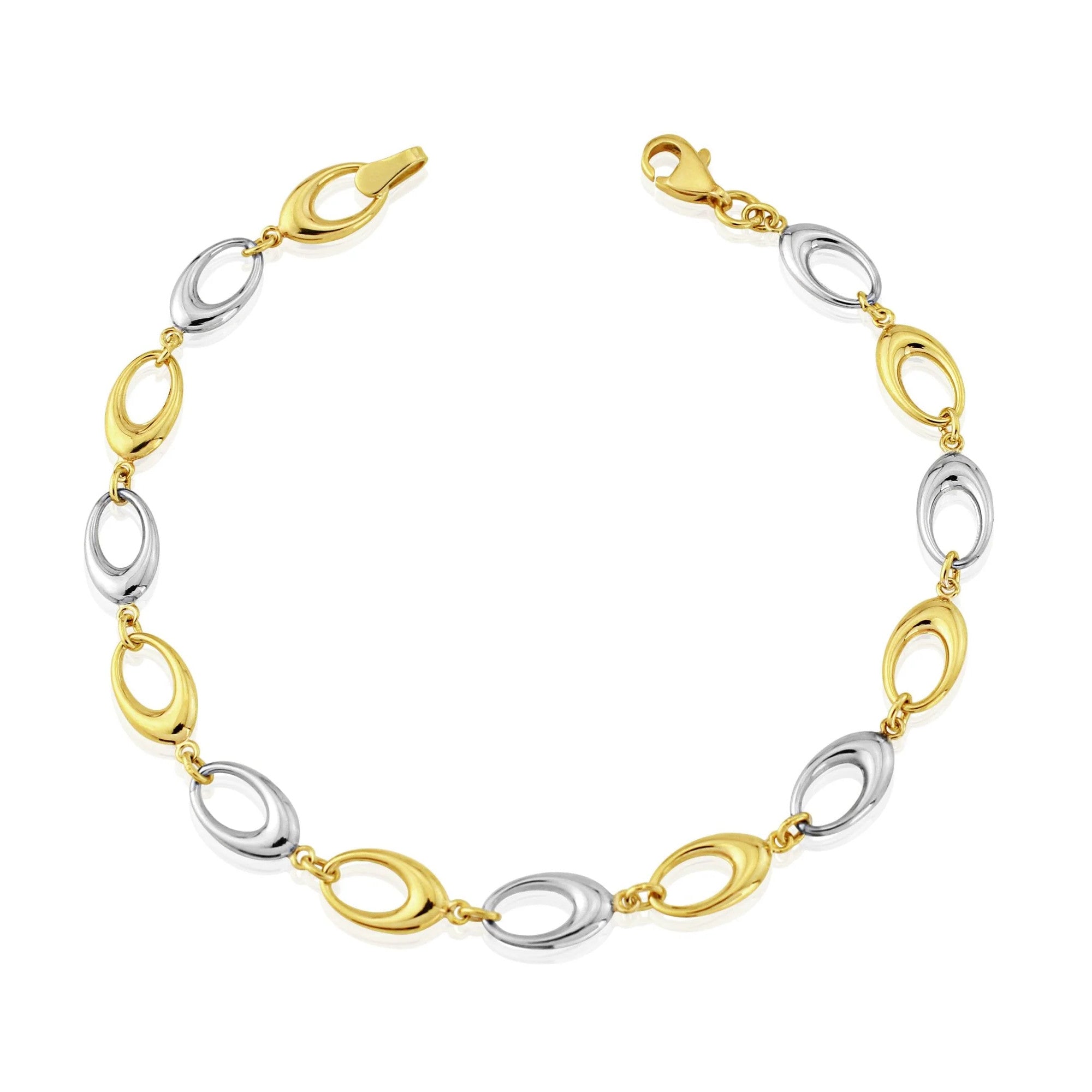 9ct 2 Colour Gold Oval Link Bracelet