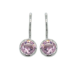 Sterling Silver Pink CZ Drop Earrings