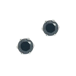 Sterling Silver Black CZ Stud Earrings