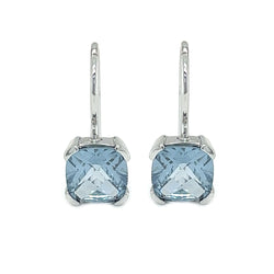 Sterling Silver Aqua Blue CZ Hook Drop Earrings