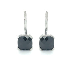 Sterling Silver Black CZ Hook Drop Earrings