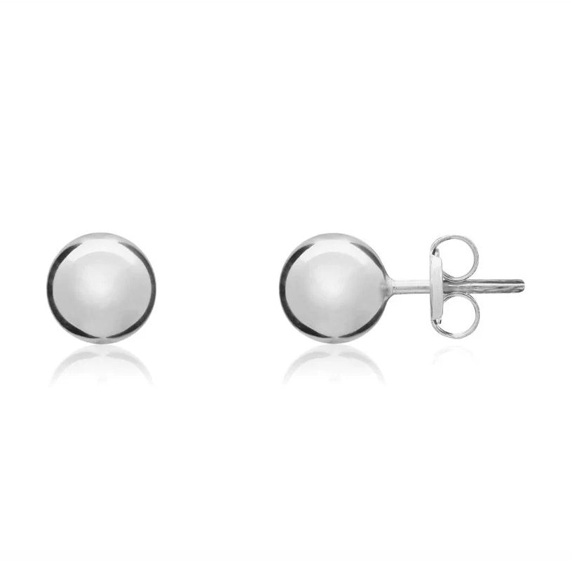 9ct White Gold 5mm Polished Ball Stud Earrings SIDE