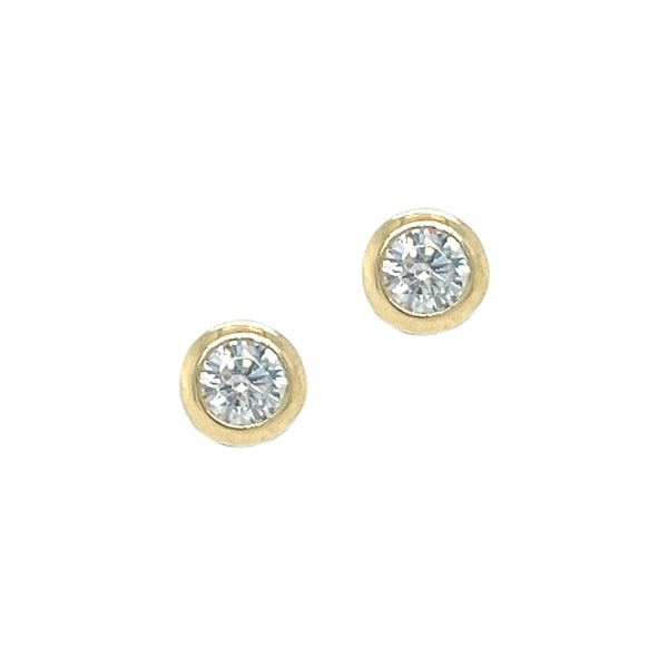 9ct Yellow Gold 4mm CZ Bouton Stud Earrings
