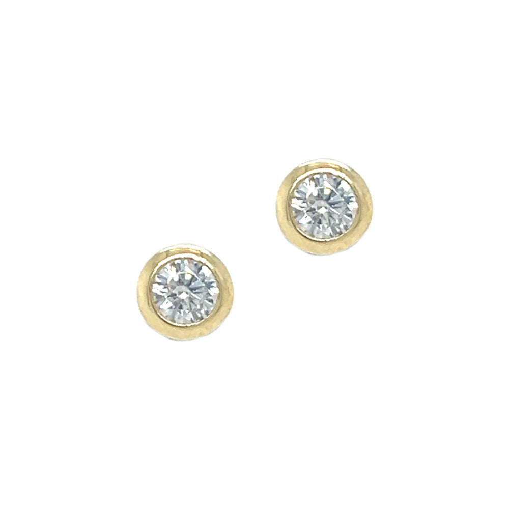 9ct Yellow Gold 5mm CZ Bouton Stud Earrings