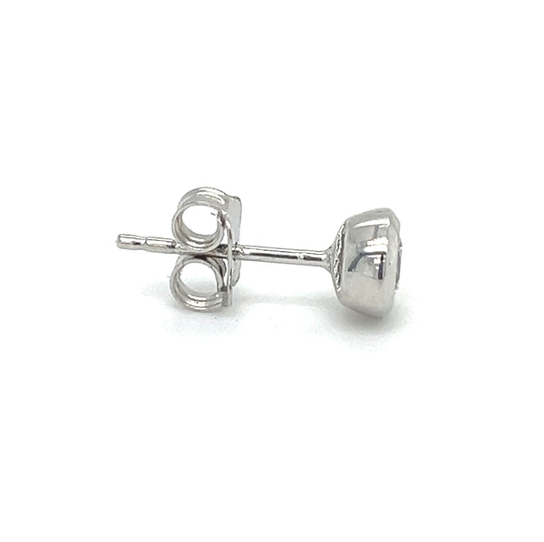 9ct White Gold 4mm CZ Bouton Stud Earrings side