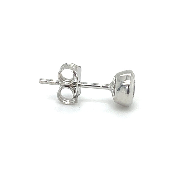 9ct White Gold 6mm CZ Bouton Stud Earrings side