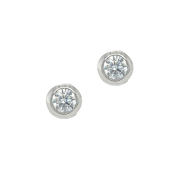 9ct White Gold 4mm CZ Bouton Stud Earrings