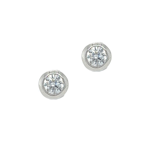 9ct White Gold 6mm CZ Bouton Stud Earrings
