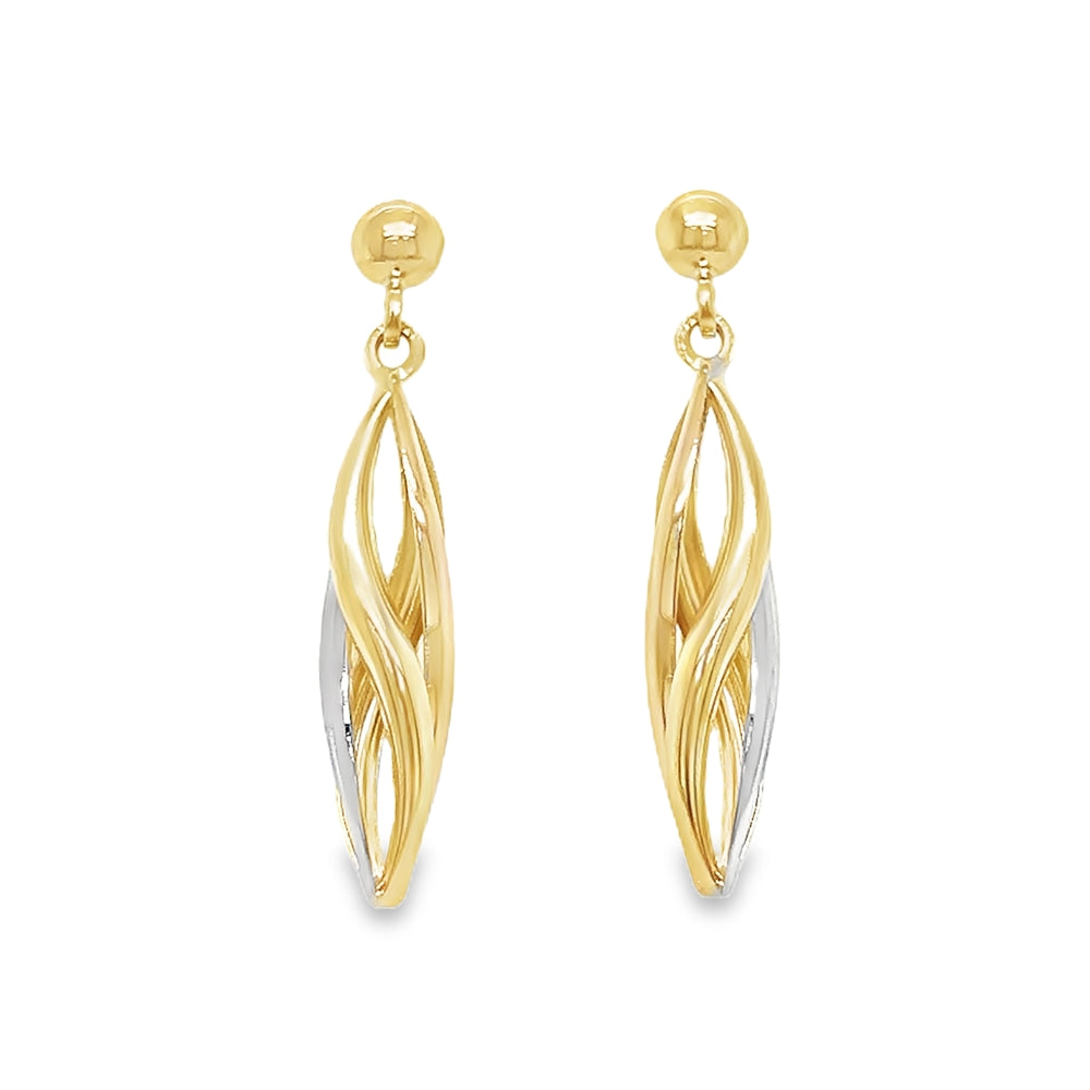 9ct 3 Colour Gold Drop Earrings