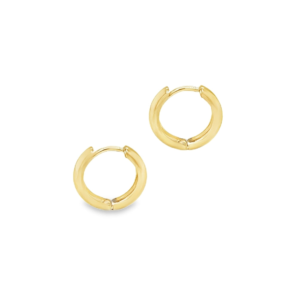 9ct Yellow Gold Plain 12.5mm Huggy Earrings SIDE