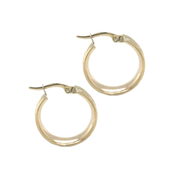 9ct Yellow Gold Patterned Creole Earrings