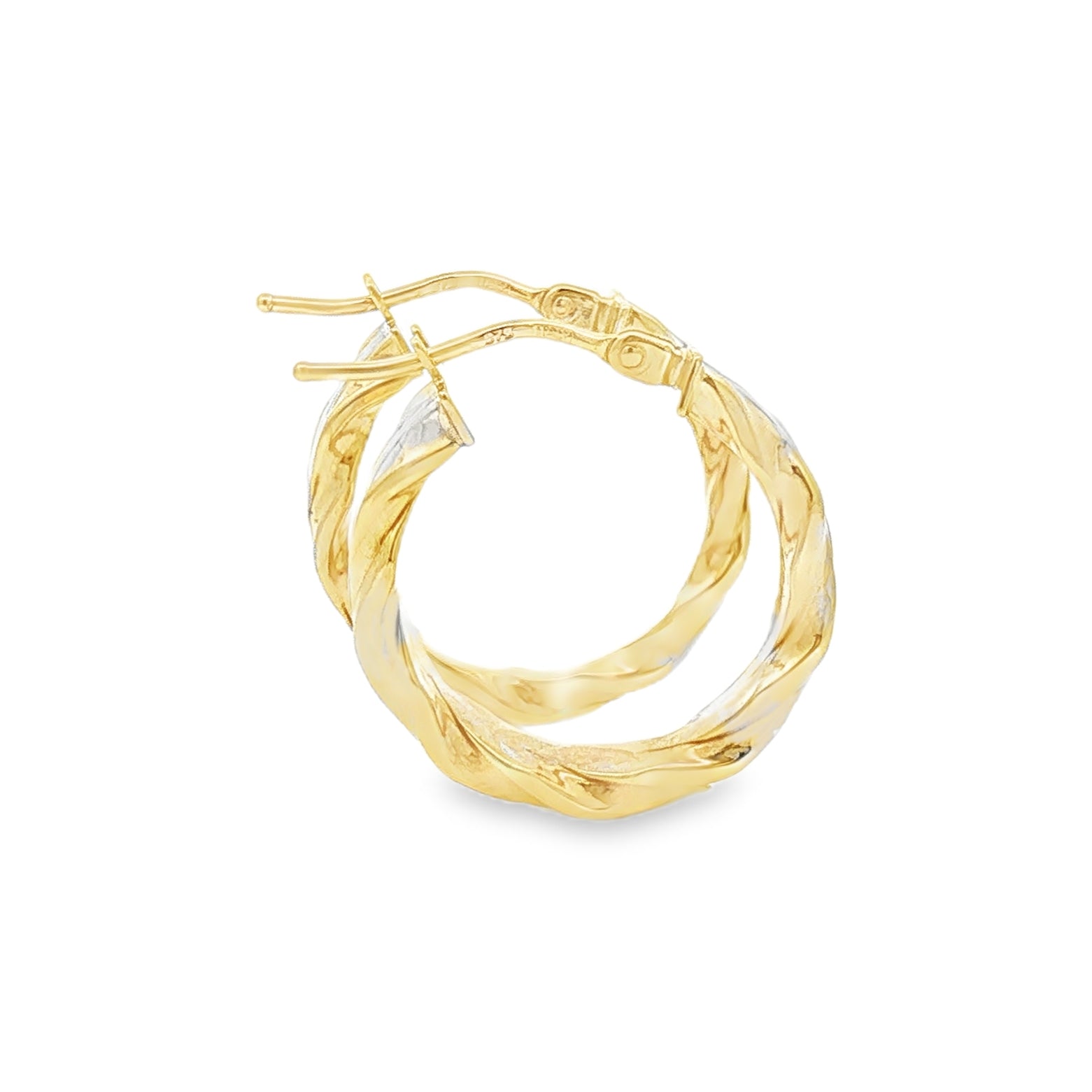 9ct Two Colour Gold Twisted Hoop Earrings SIDE