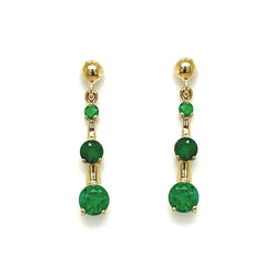 9ct Yellow Gold Triple Emerald Drop Earrings