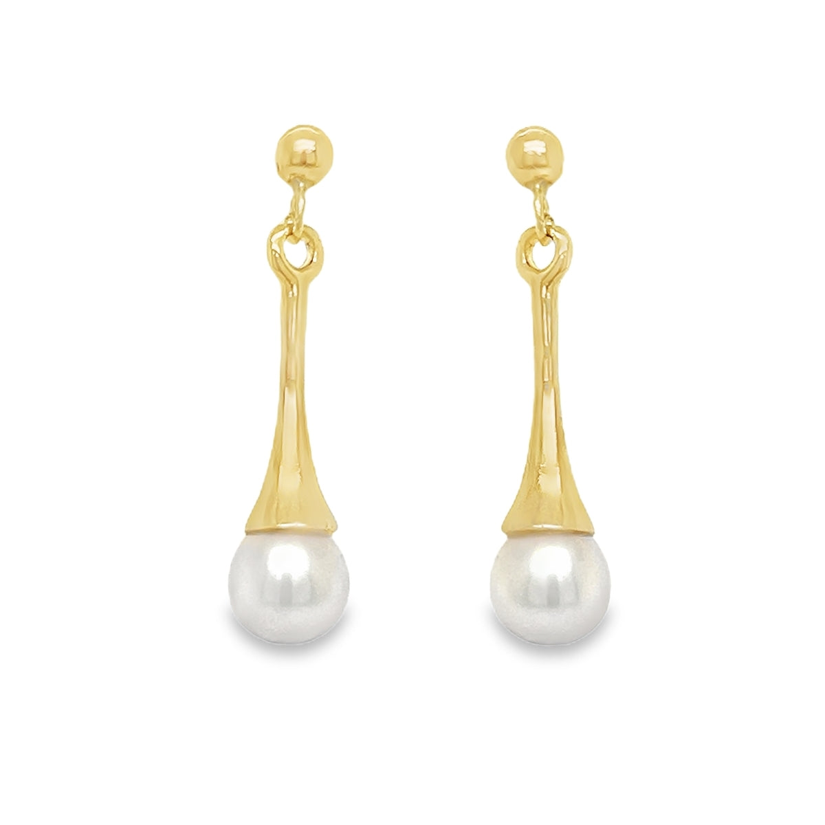 9ct Yellow Gold Cultured Pearl Drop Earrings