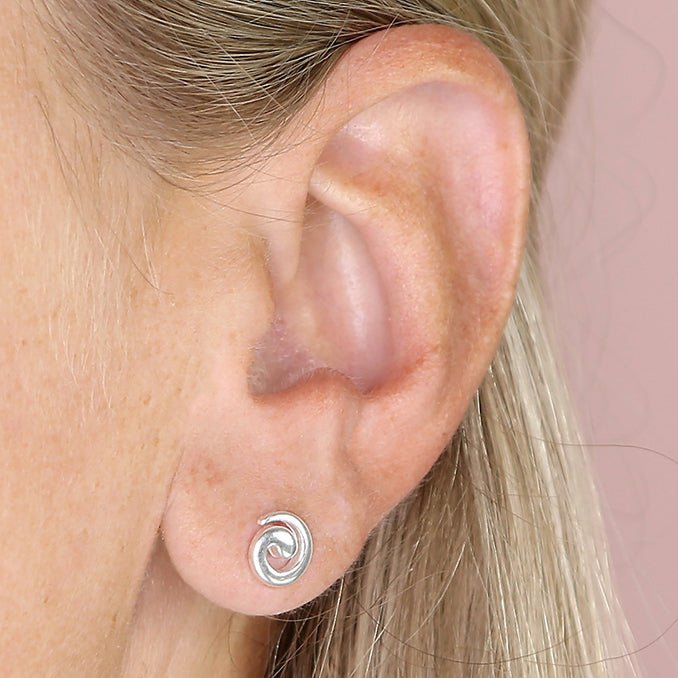 Sterling Silver Spiral Stud Earrings model