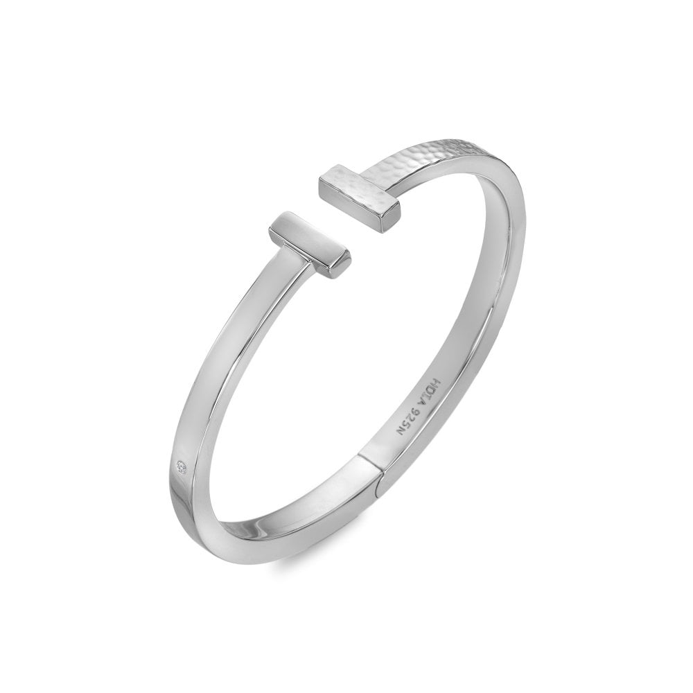 Hot Diamonds Hammered T-Bar Bangle DC227 side view