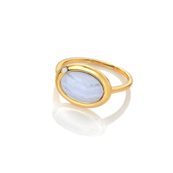 Hot Diamonds HDXGEM Oval Ring Blue Lace Agate DR271