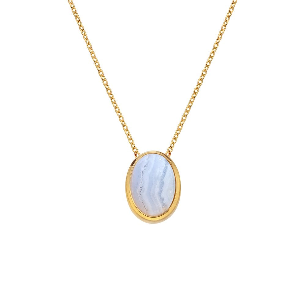Hot Diamonds HDXGEM Oval Necklace Blue Lace Agate DN190 front
