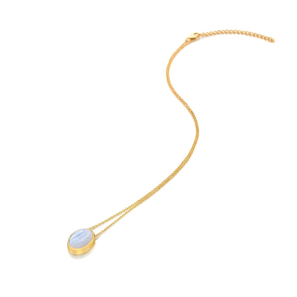 Hot Diamonds HDXGEM Oval Necklace Blue Lace Agate DN190
