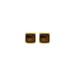 Hot Diamonds HDXGEM Square Earrings Tigers Eye DE772 front