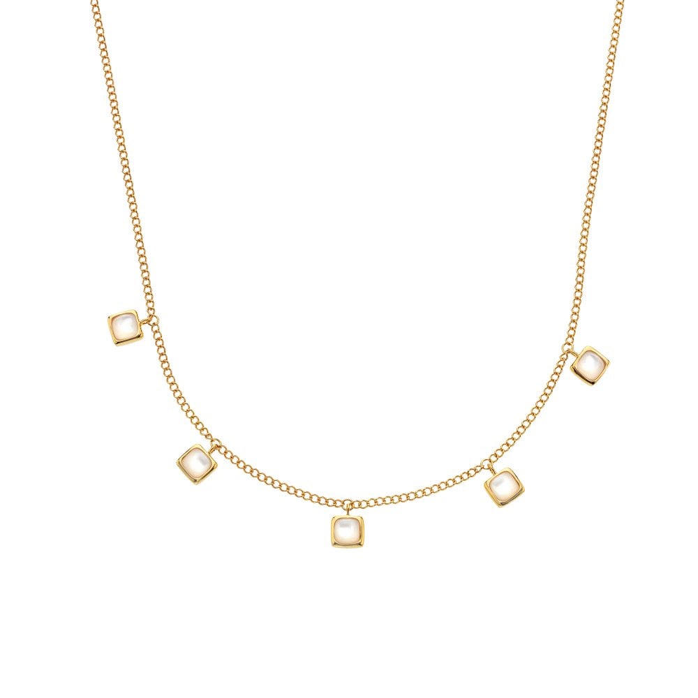 Hot Diamonds HDXGEM  Square Necklace Mother of Pearl DN182 front