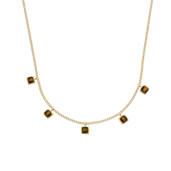 Hot Diamonds HDXGEM Square Necklace Tigers Eye DN184 front