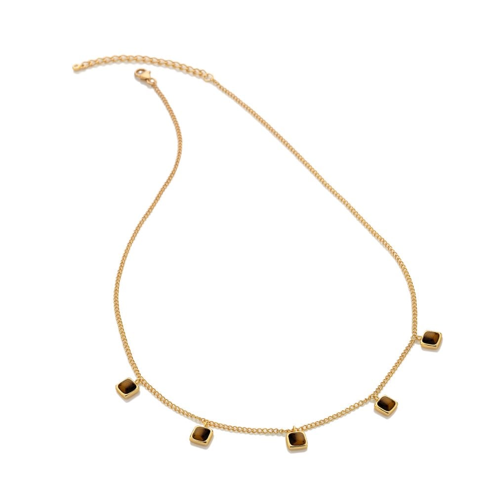 Hot Diamonds HDXGEM Square Necklace Tigers Eye DN184