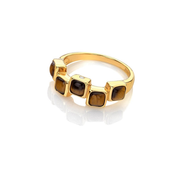 Hot Diamonds HDXGEM Square Stepped Ring Tigers Eye DR269