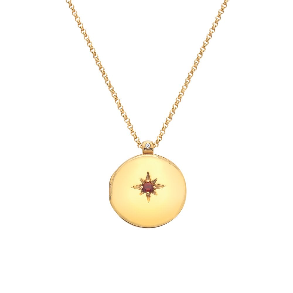 Hot Diamonds HDXGEM Starburst Locket Red Agate DP931 front