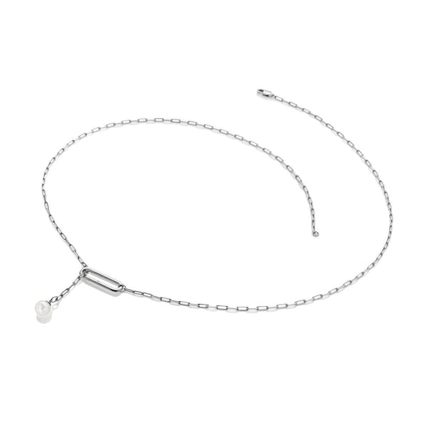 Hot Diamonds Linked Paperclip Pearl Necklace DN172 CHAIN